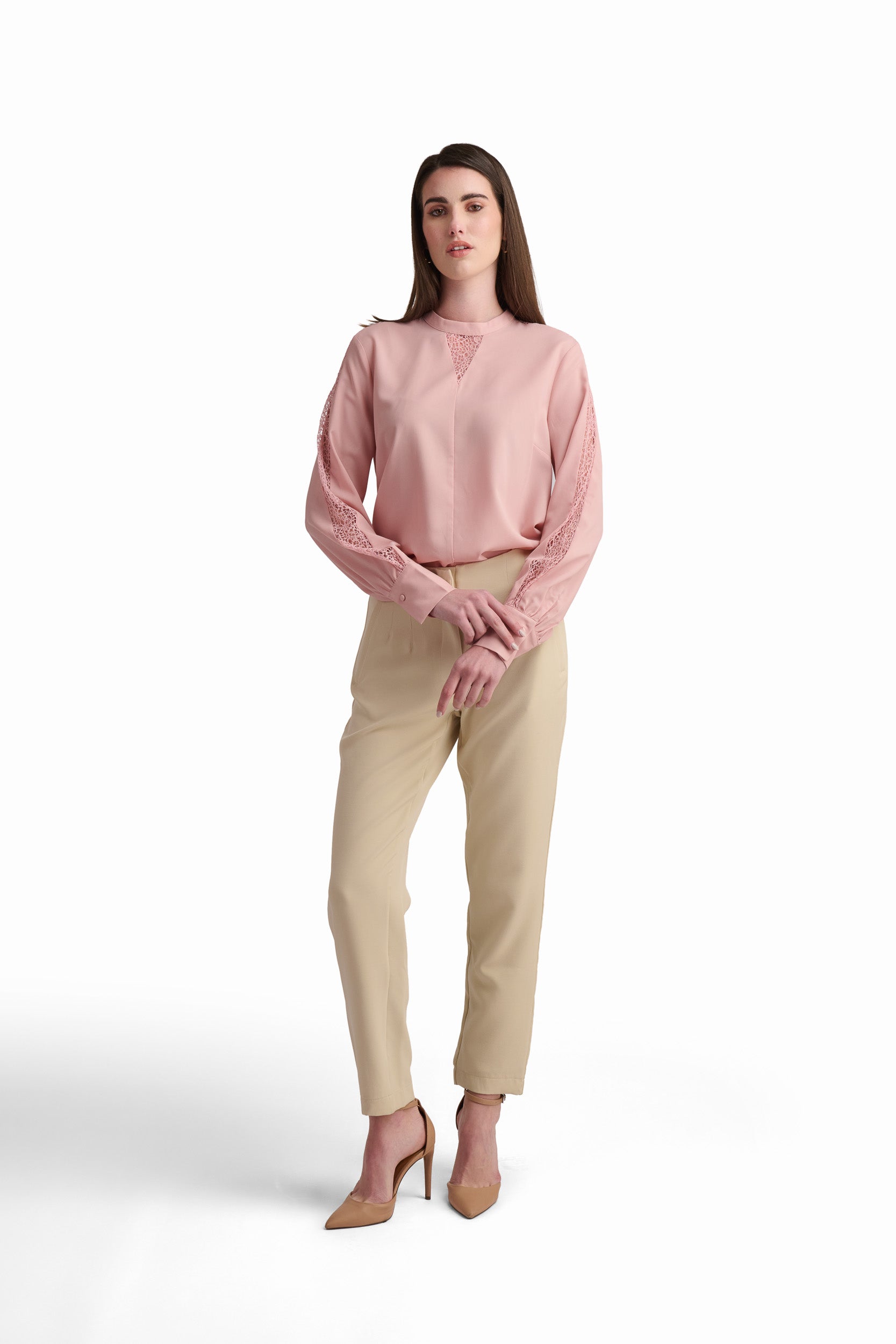 Blush Keyhole Neck Blouse