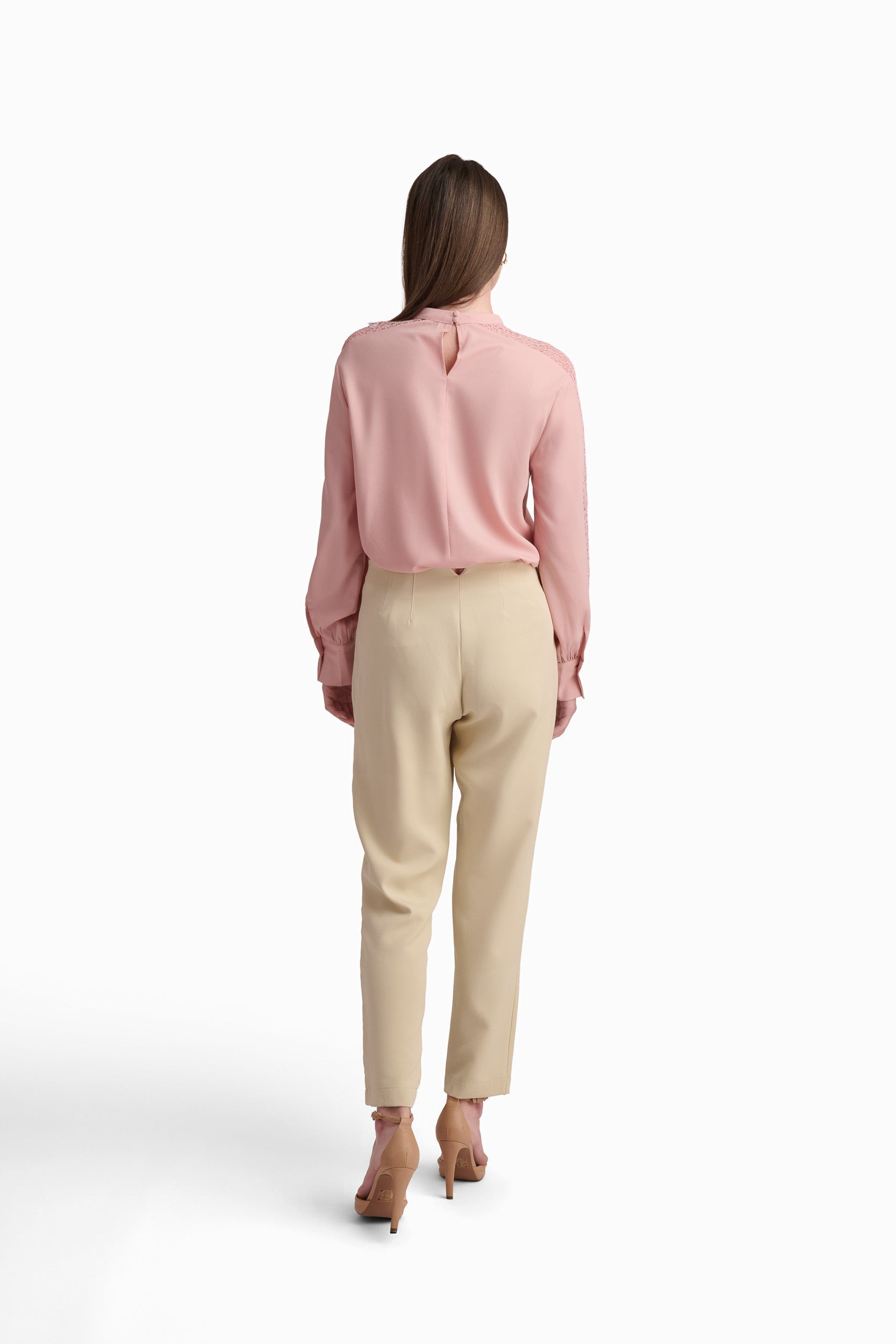 Blush Keyhole Neck Blouse