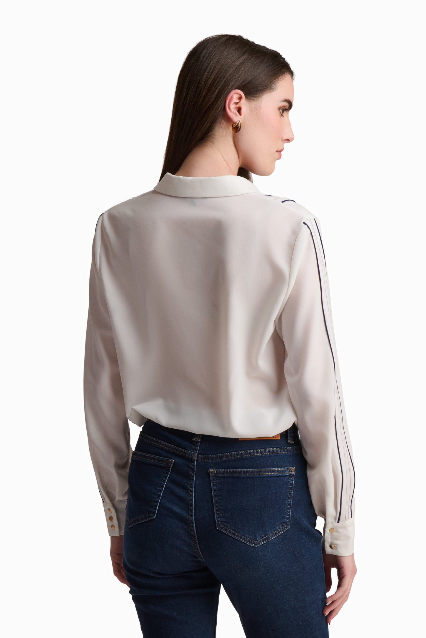 White Shirt With Contrast Stripe Detailing