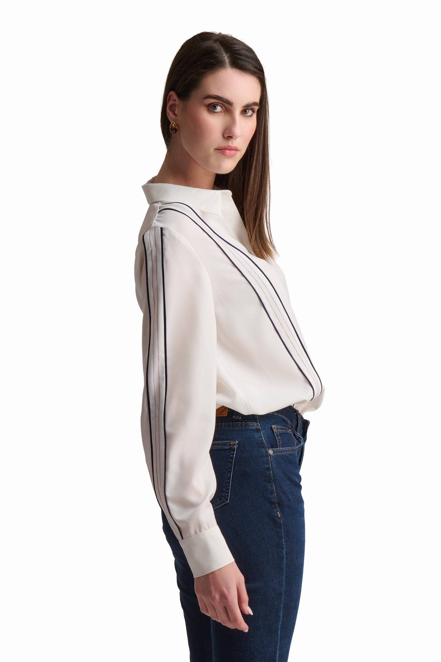 White Shirt With Contrast Stripe Detailing