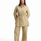 Beige Drawstring Waist Tunic Shirt
