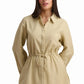 Beige Drawstring Waist Tunic Shirt