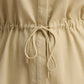 Beige Drawstring Waist Tunic Shirt