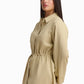 Beige Drawstring Waist Tunic Shirt