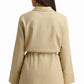 Beige Drawstring Waist Tunic Shirt