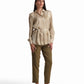 Golden Tie-Waist Satin Blouse