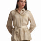Golden Tie-Waist Satin Blouse