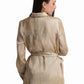 Golden Tie-Waist Satin Blouse