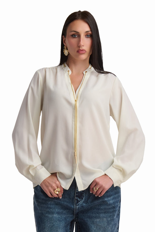 Chain-Detail Elegant Blouse