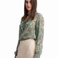 Ruffle-Detail Printed Blouse