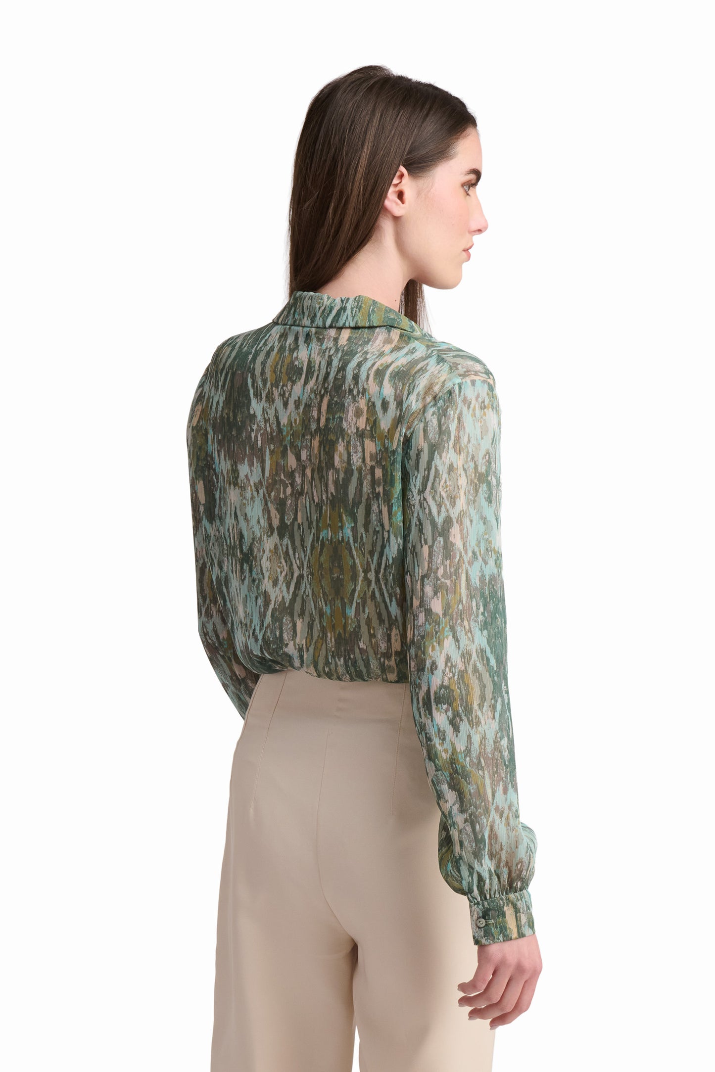 Ruffle-Detail Printed Blouse