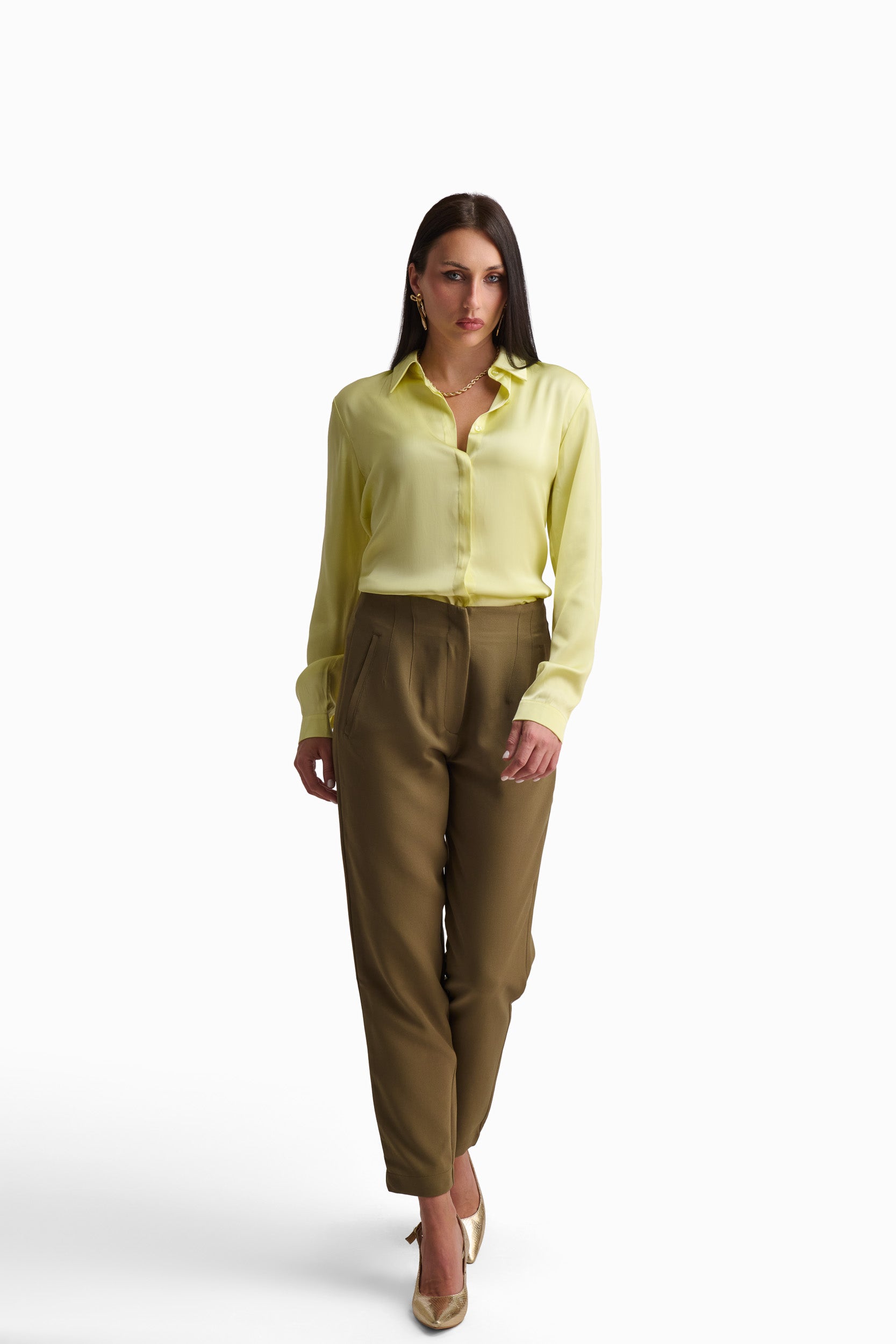 Luminous Lemon Silk-Touch Blouse