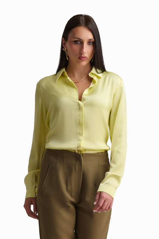Luminous Lemon Silk-Touch Blouse