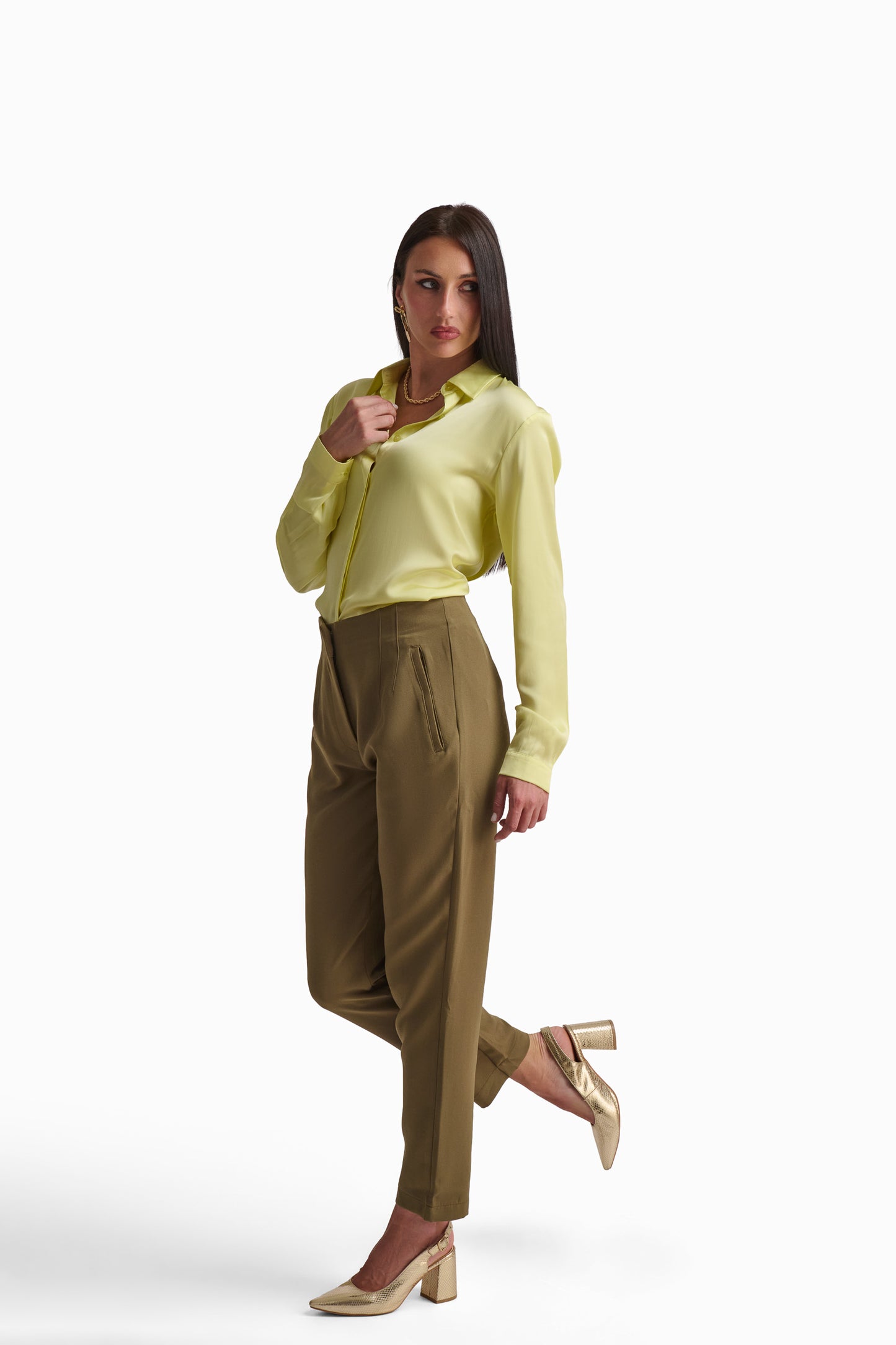 Soft Yellow Satin Shirt