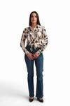 Abstract Print Satin Shirt