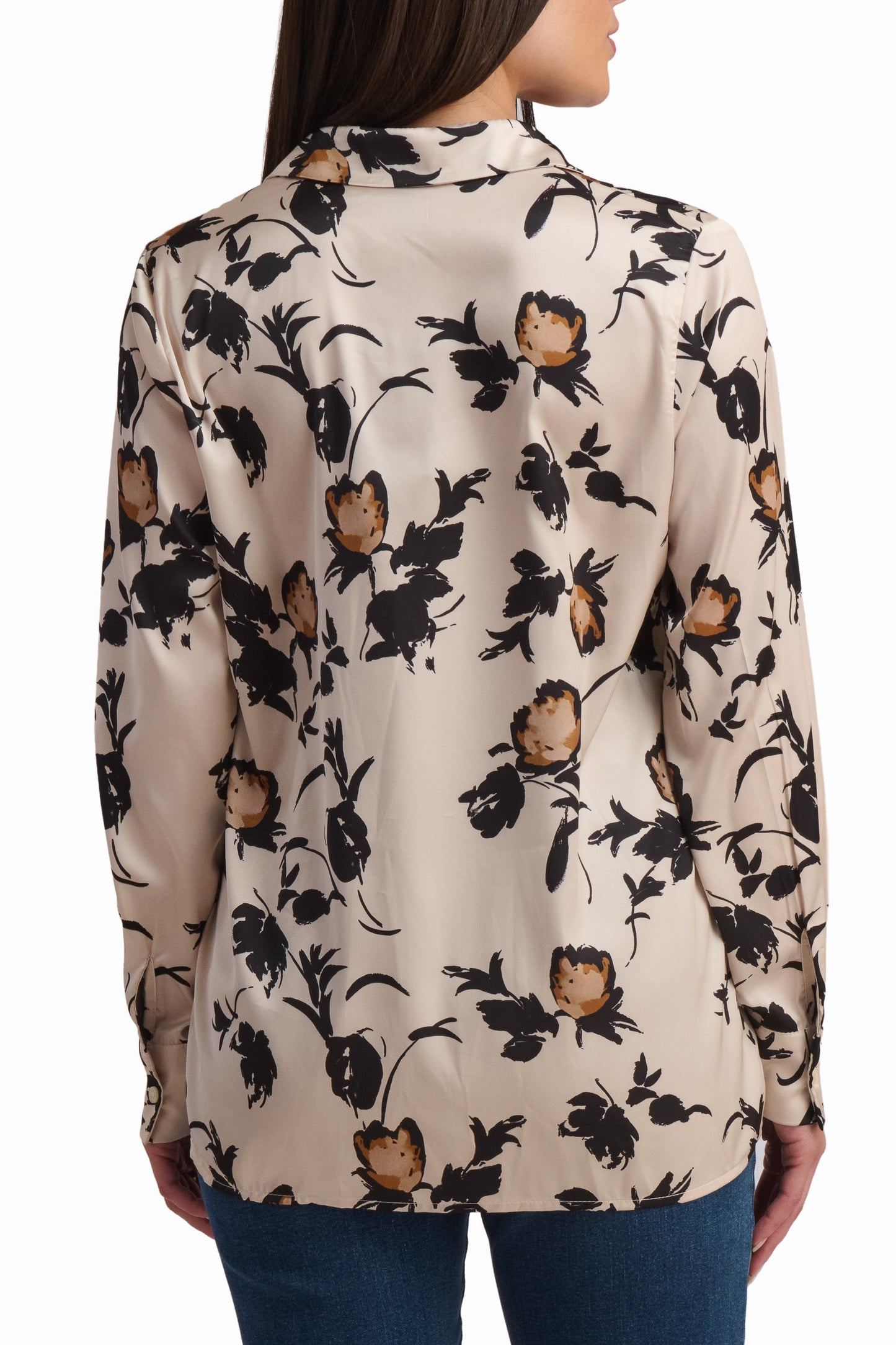 Abstract Print Satin Shirt