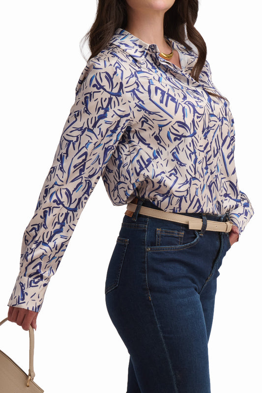 Blue Abstract Print Shirt