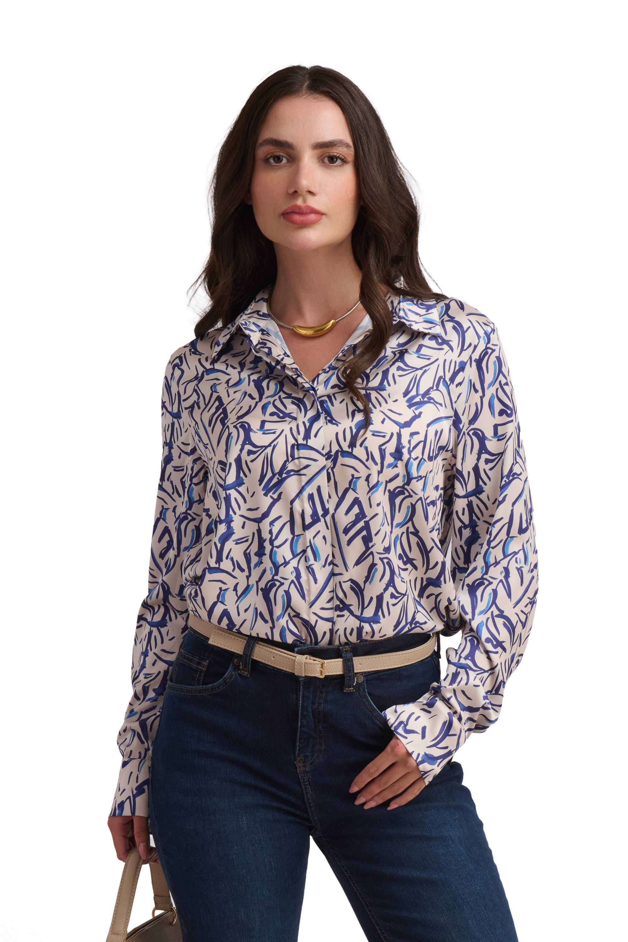 Blue Abstract Print Shirt