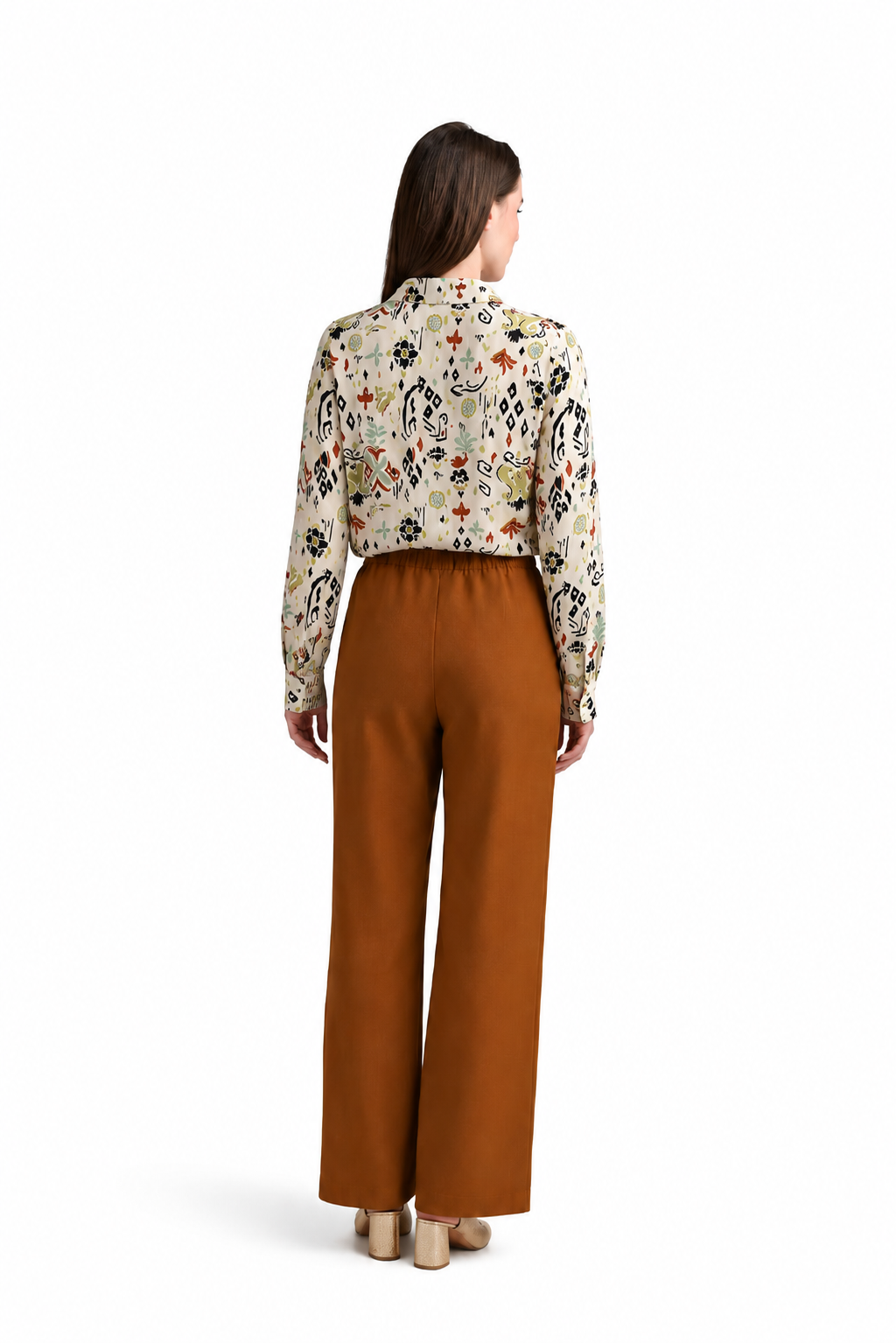 Abstract Print Satin Shirt