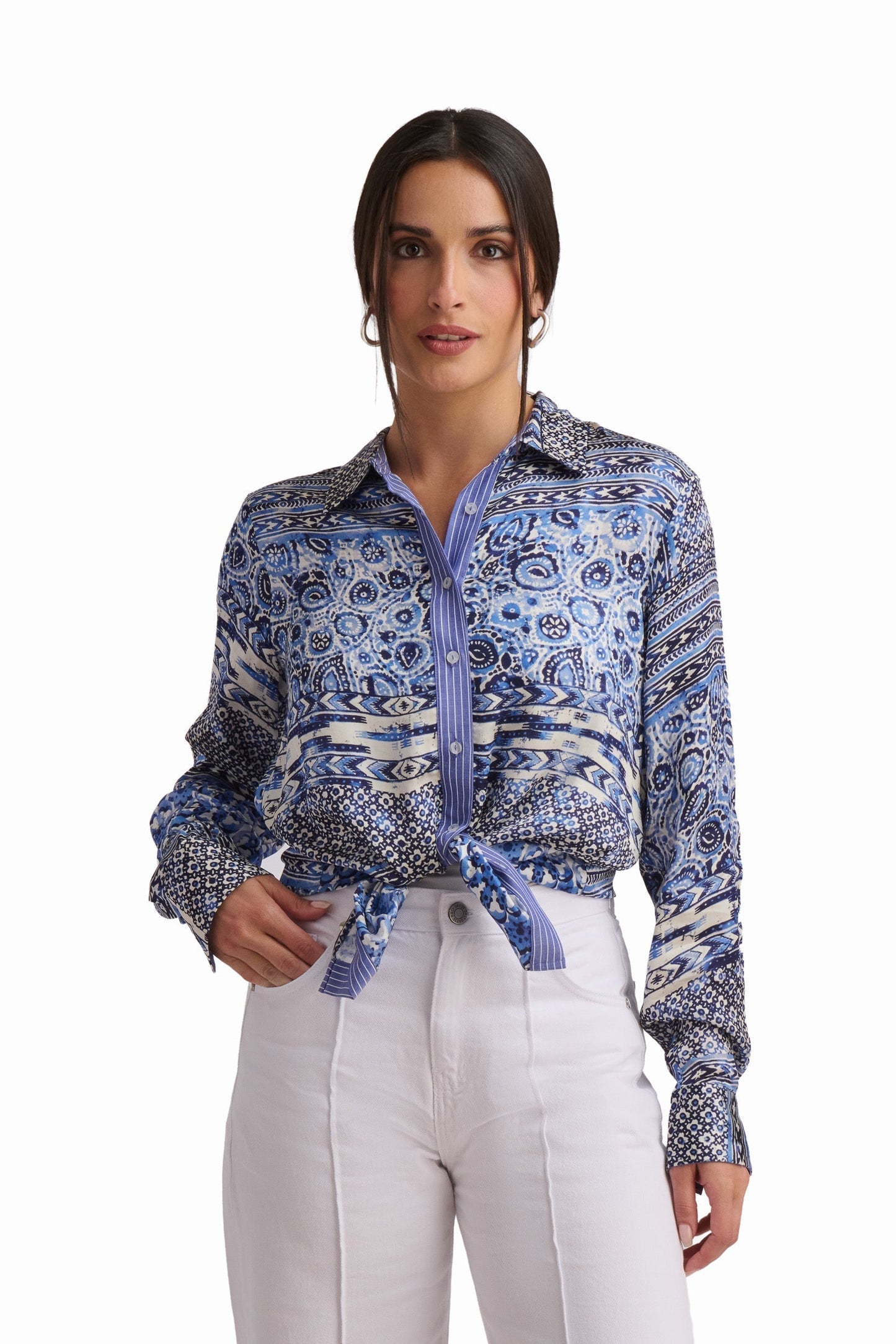 Blue Paisley Viscose Shirt