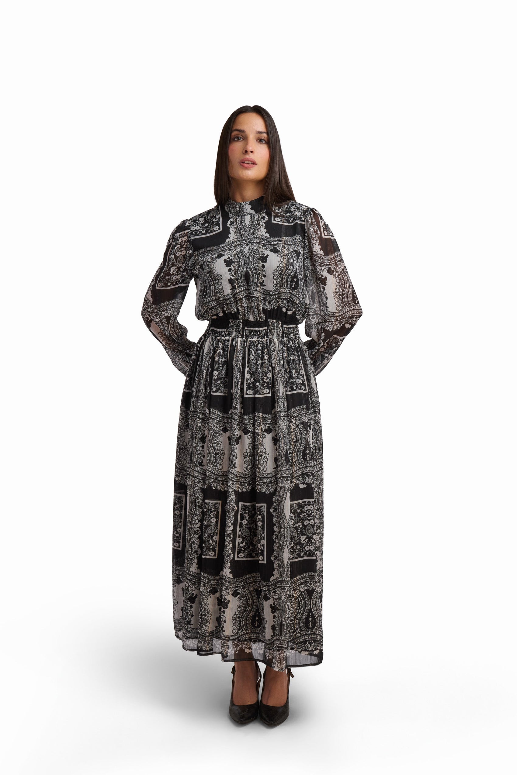 Midnight Patchwork Paisley Maxi Dress