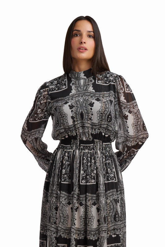 Midnight Patchwork Paisley Maxi Dress