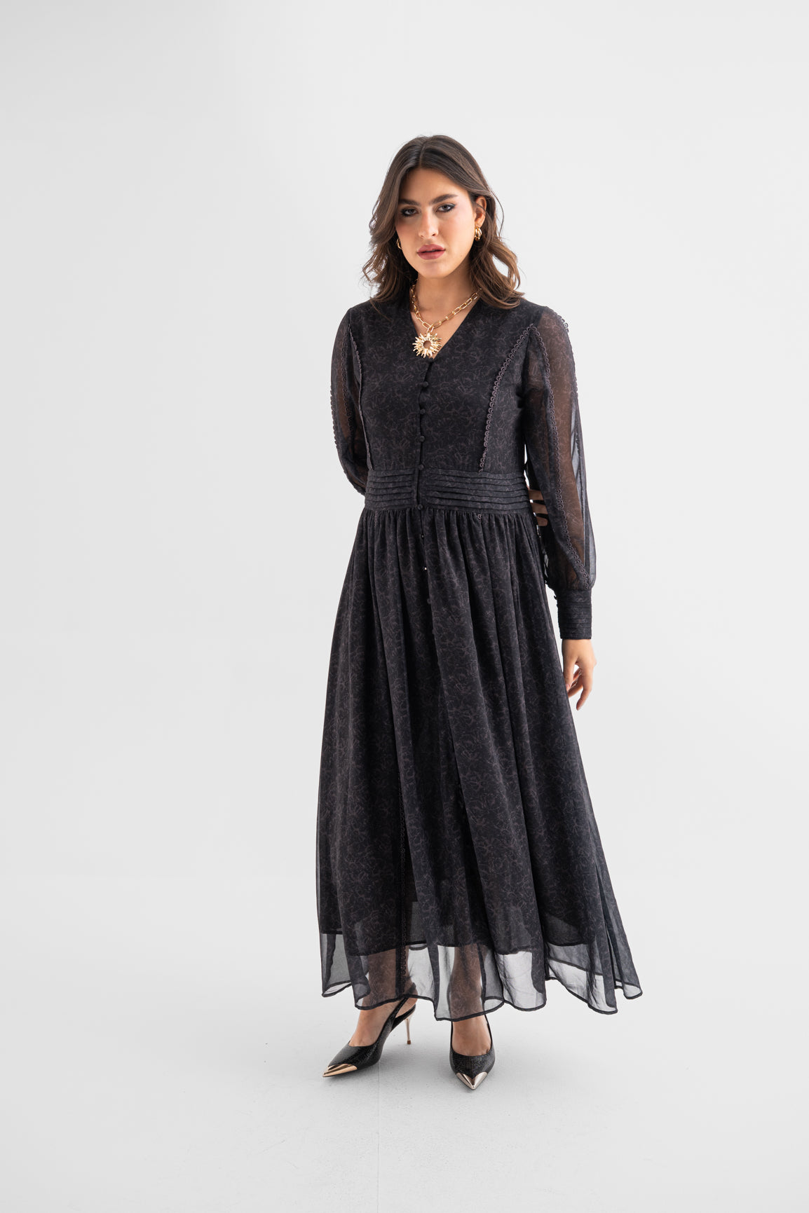 Noir Whisper Maxi Dress