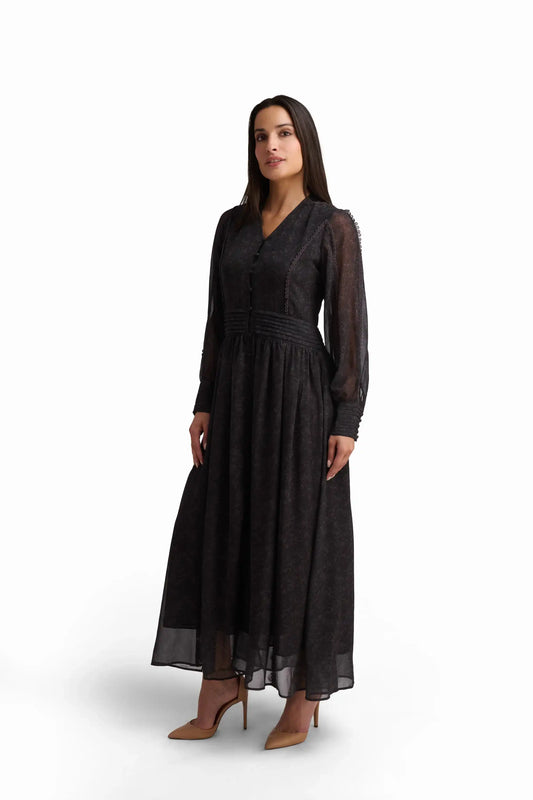 Noir Whisper Maxi Dress
