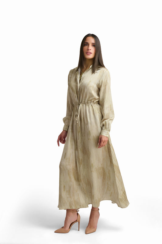 Elegant Drawstring-Waist Maxi Dress