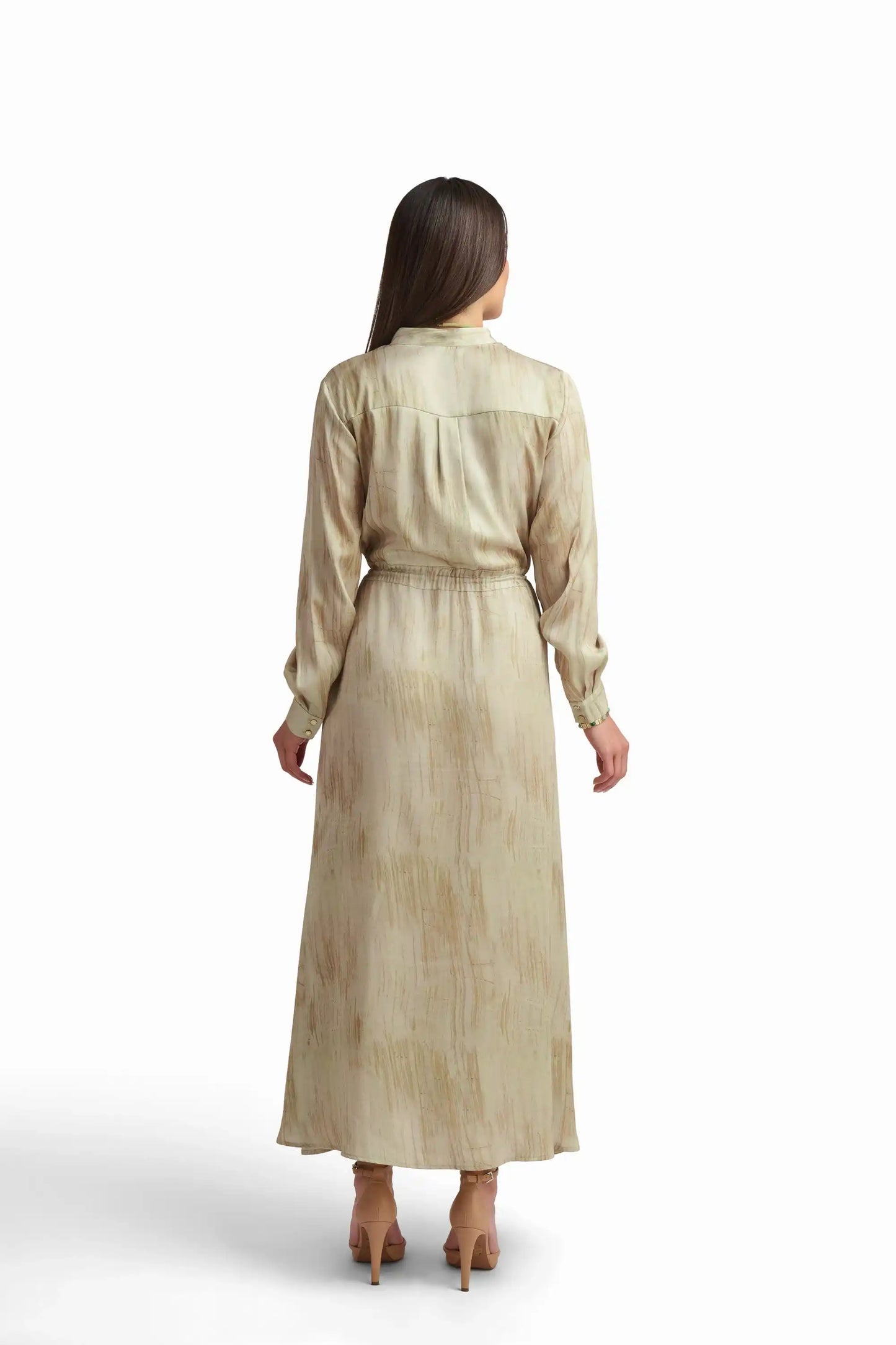 Elegant Drawstring-Waist Maxi Dress