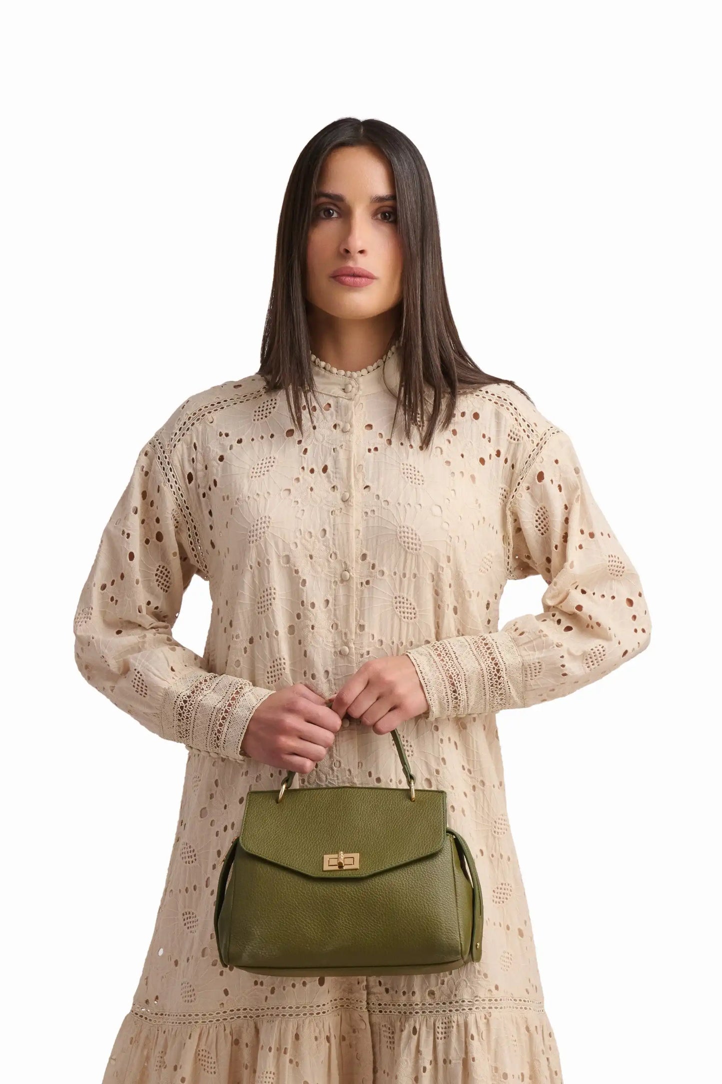 Beige Cutwork Maxi Dress