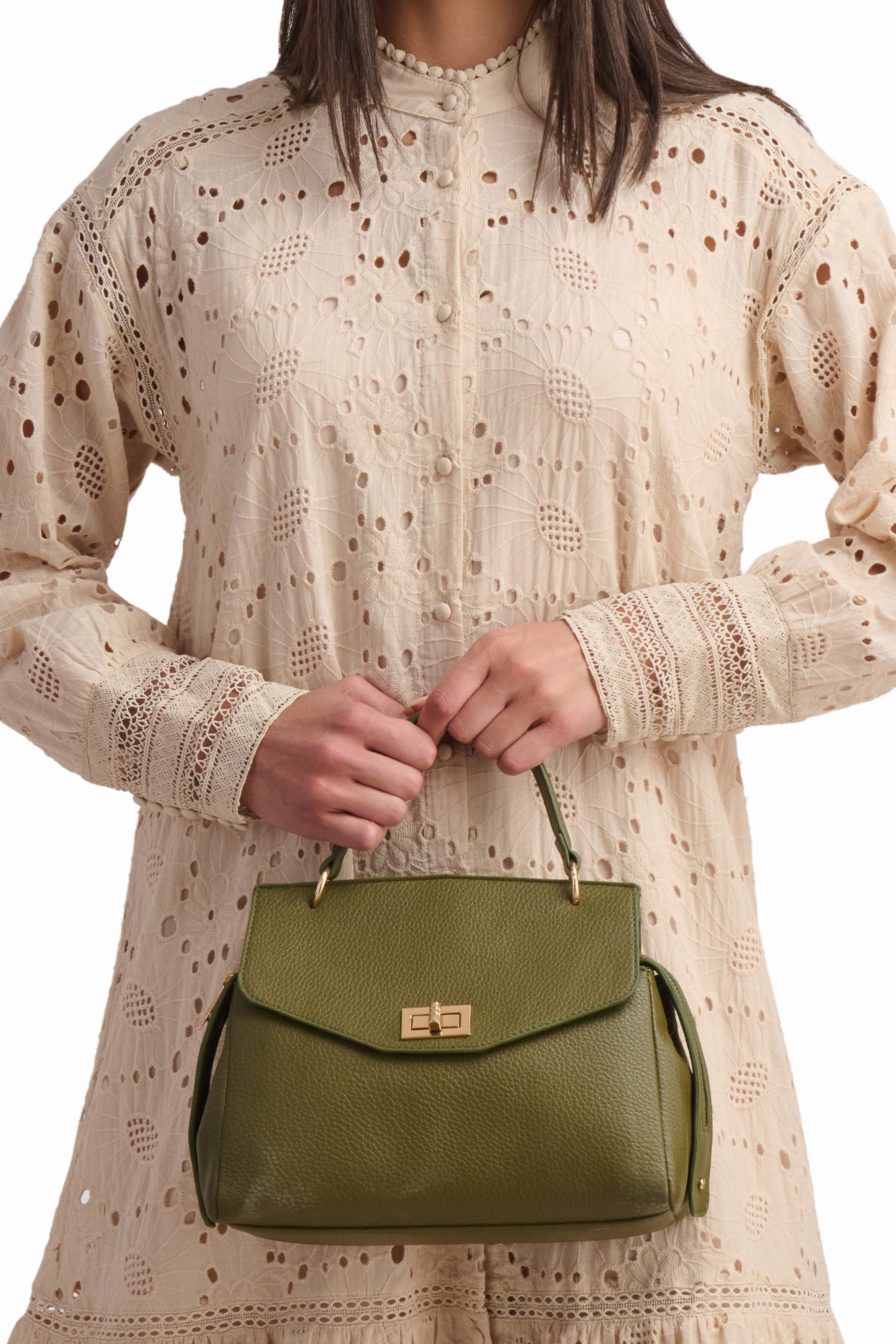 Vintage Inspired Embroidered Maxi – Cream Eyelet Dress
