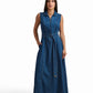 Indigo Belted Denim Maxi Dress