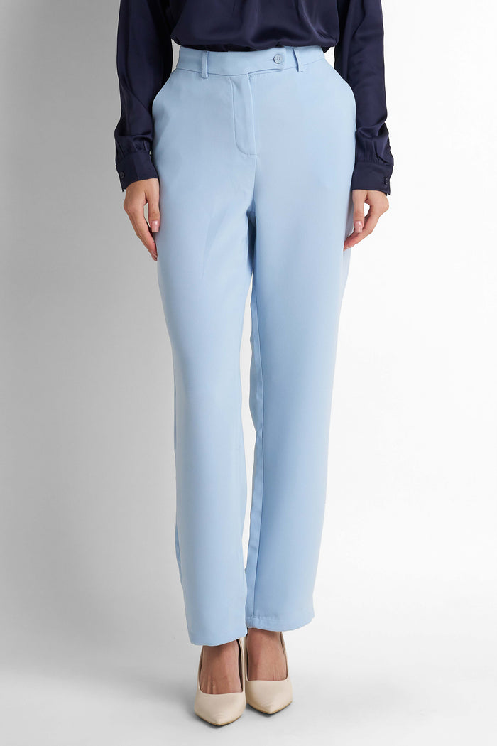 Tailored High-Waist Pants - Light Blue