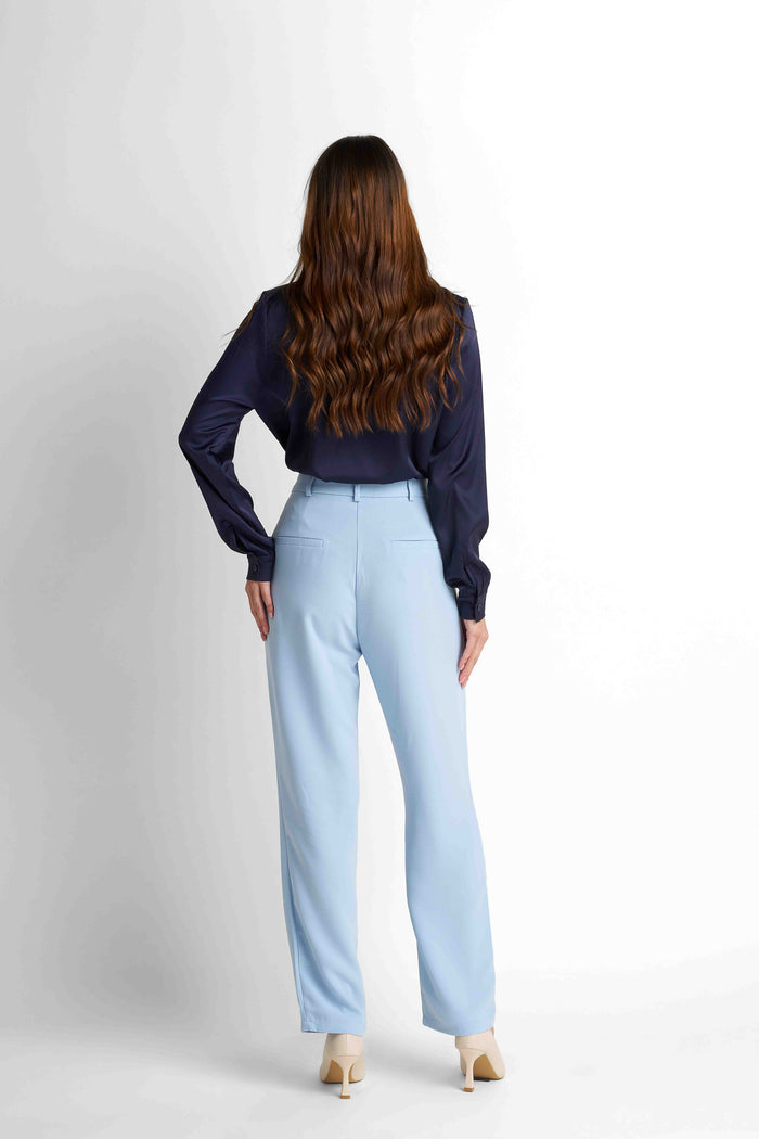 Tailored High-Waist Pants - Light Blue