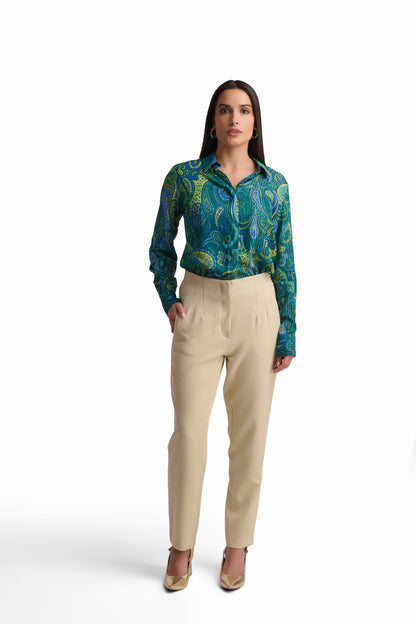 Royal Blue Straight-Leg Pants