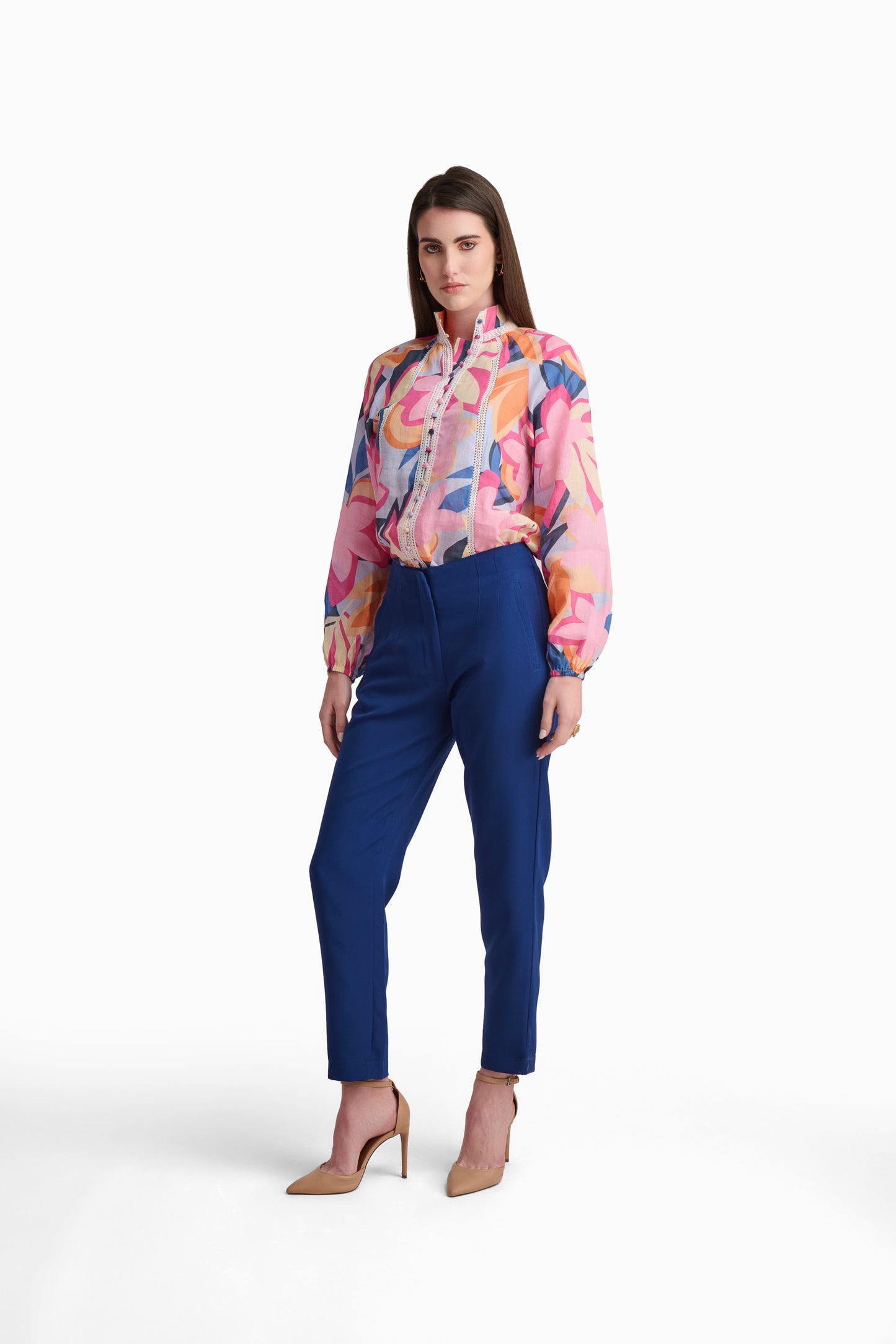 Royal Blue Straight-Leg Pants