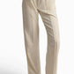 Beige Straight-Leg Pants