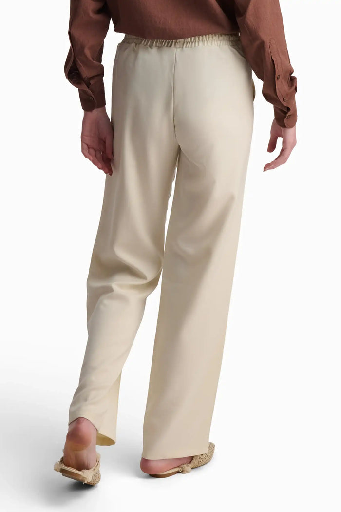 Beige Straight-Leg Pants