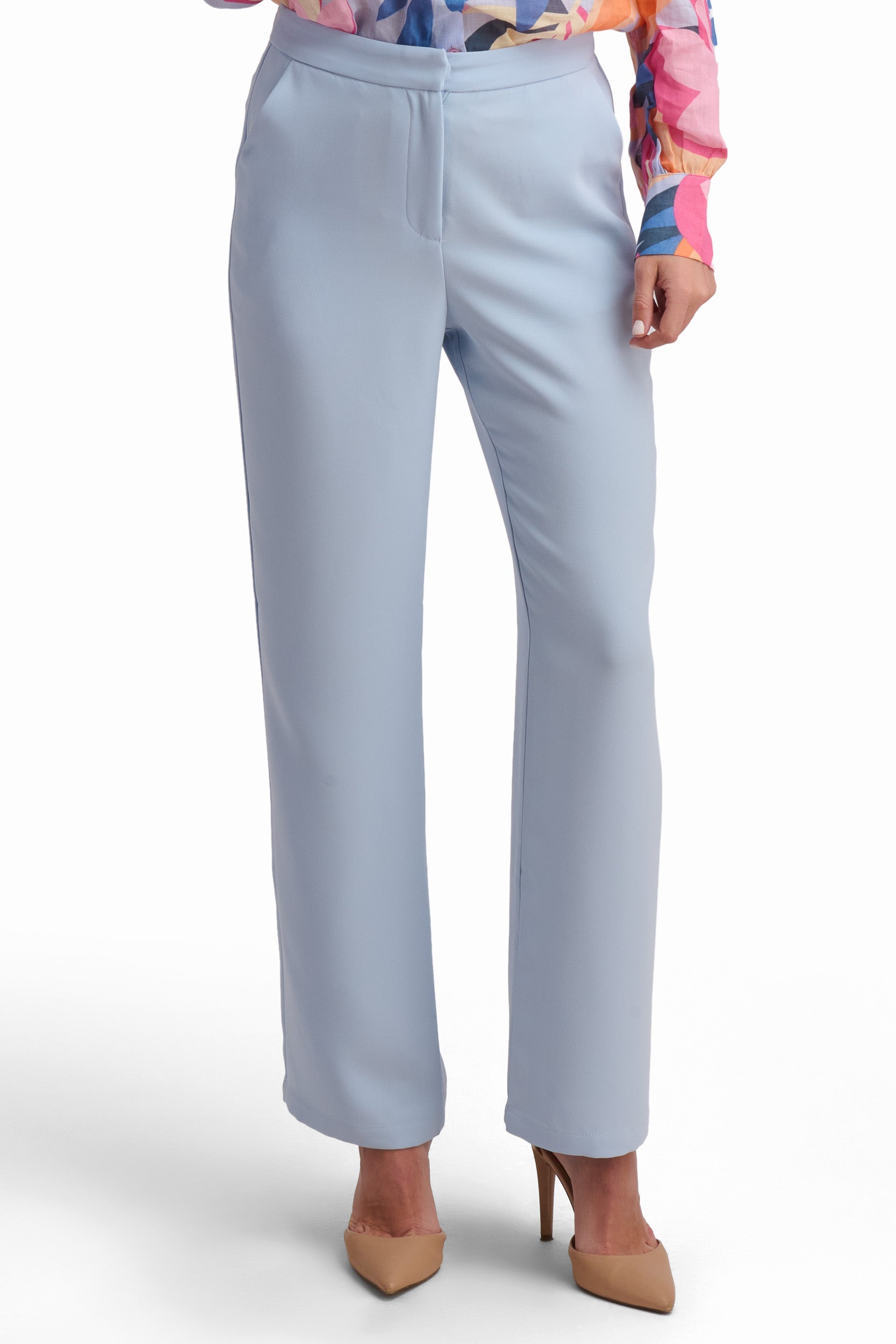 Light Blue Straight-Leg Pants