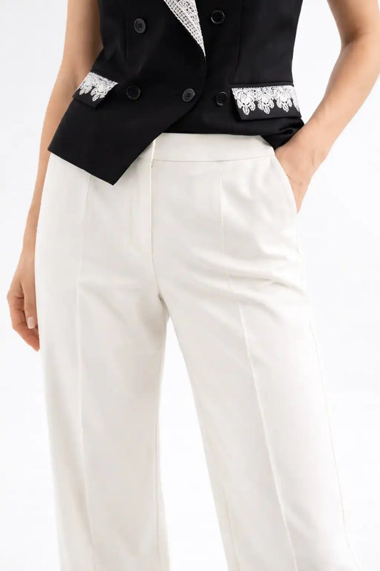 White Tailored Wide-Leg Trousers