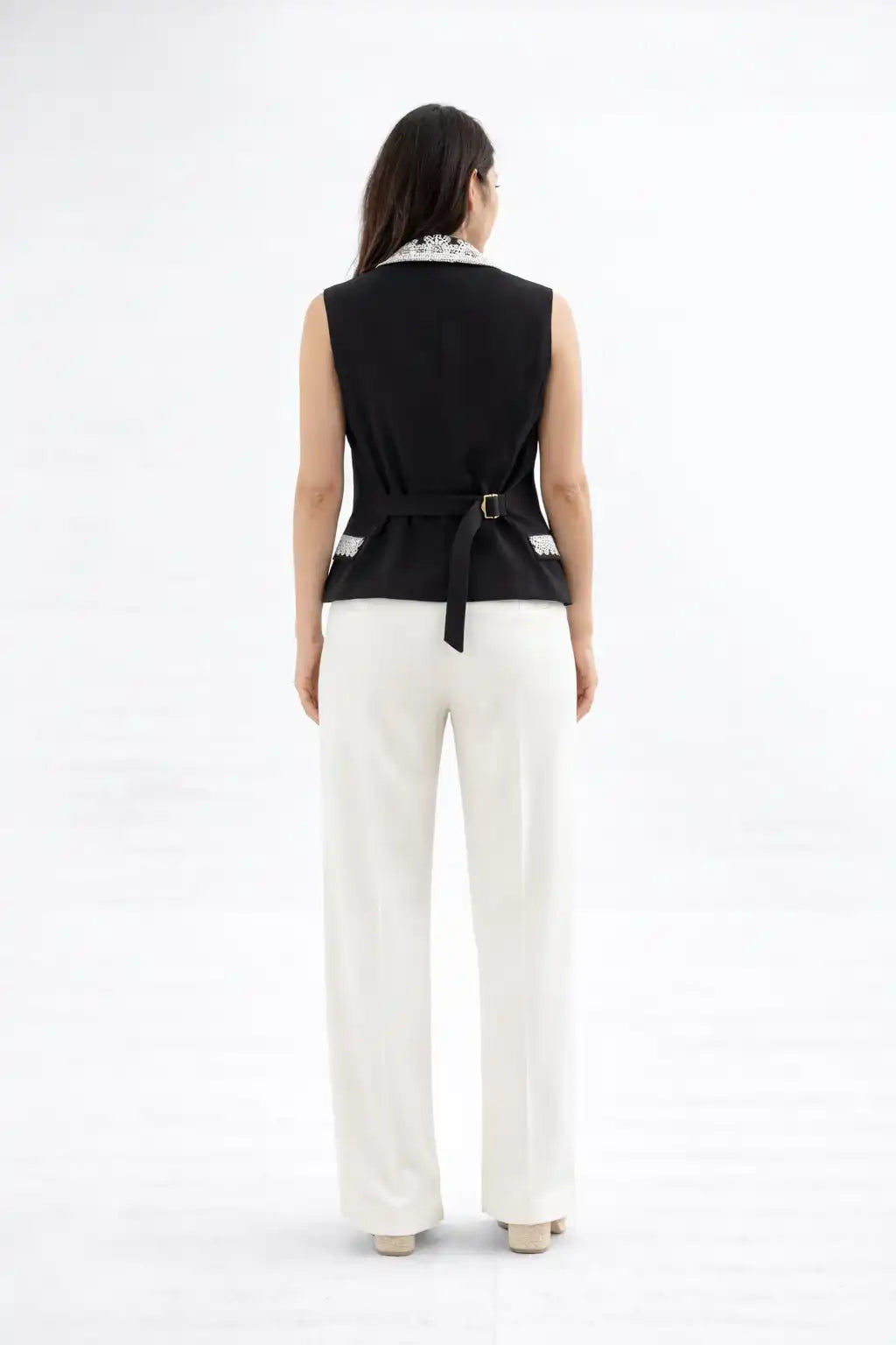 White Tailored Wide-Leg Trousers