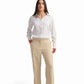 Beige High-Waisted Wide-Leg Trousers
