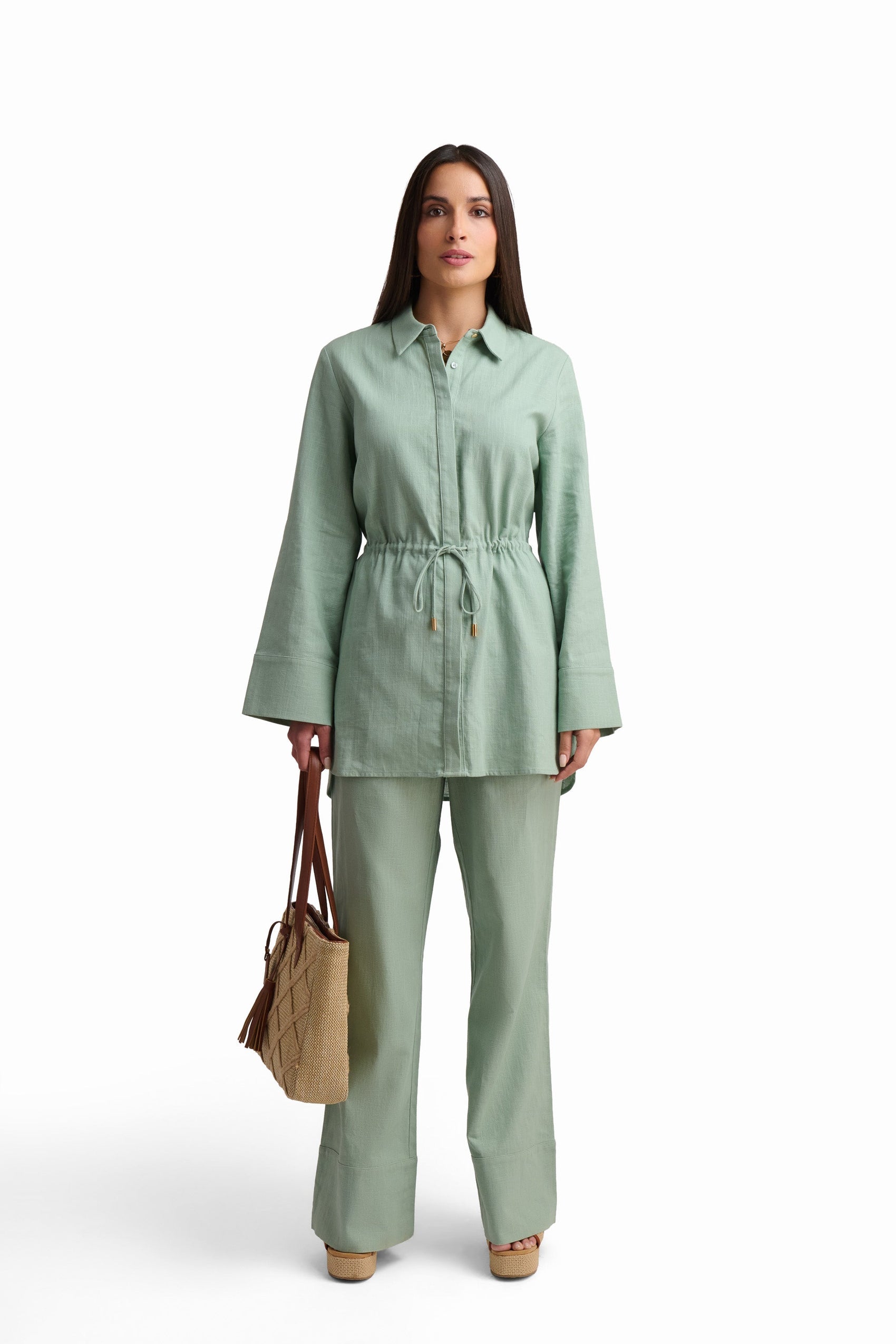 Relaxed Drawstring Wide-Leg Pants