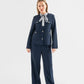 Navy High-Waisted Wide-Leg Trousers