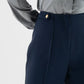 Navy High-Waisted Wide-Leg Trousers