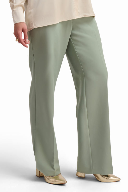 Light Green Straight-Leg Trousers