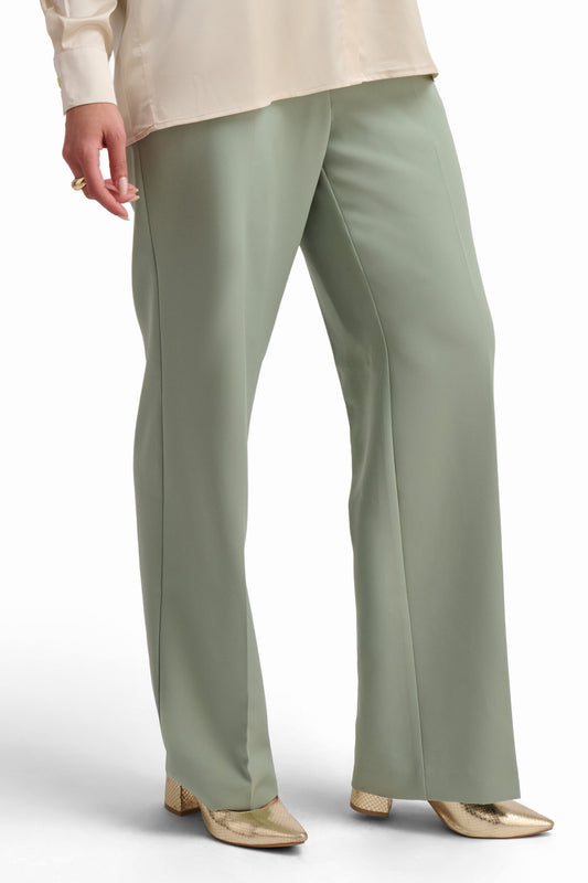 Light Green Straight-Leg Trousers