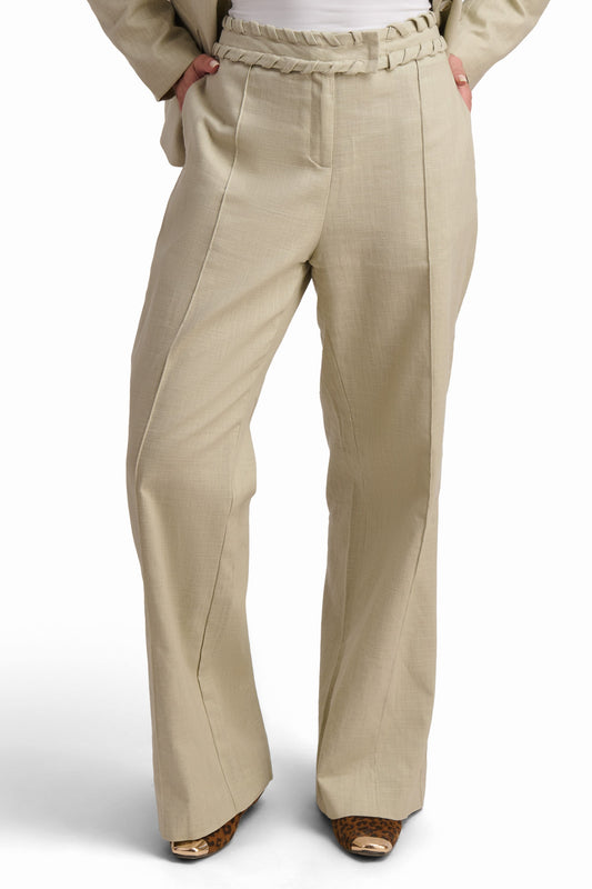 Beige Wide-Leg Trousers