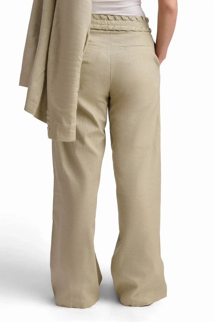 Beige Wide-Leg Trousers